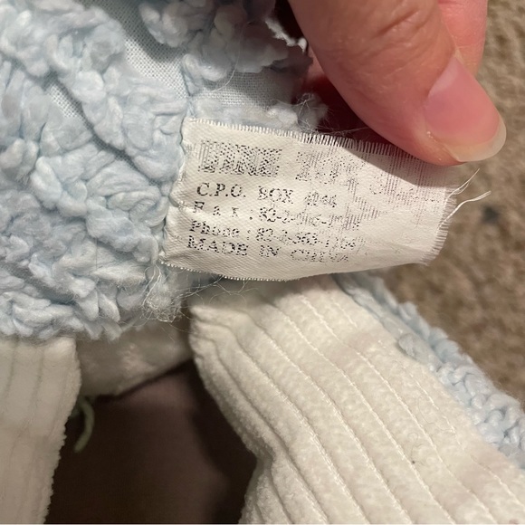 Vintage Chenille Textured Plush Cow Fine Toy Co White Blue Green Stuffed Animal - Picture 4 of 5